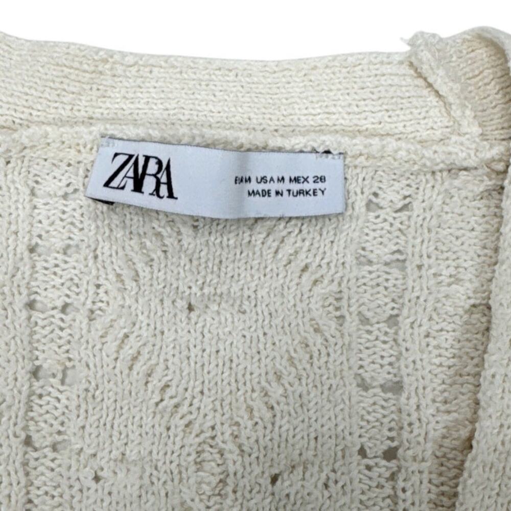 Zara Cream Cropped Cardigan with Floral Embroidery - Picture 3 of 7